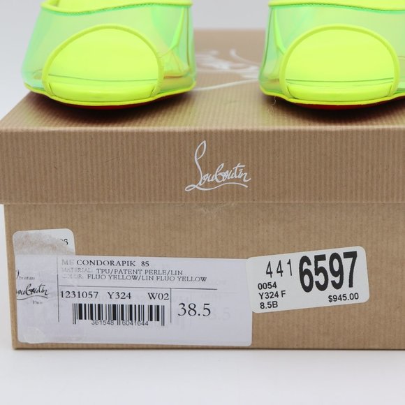 Christian Louboutin Condorapik Yellow Iridescent Spike Mule Sandals - Picture 13 of 13